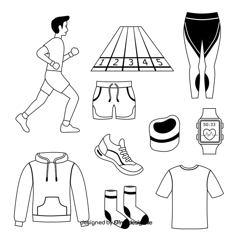 Running icons set black and white vector