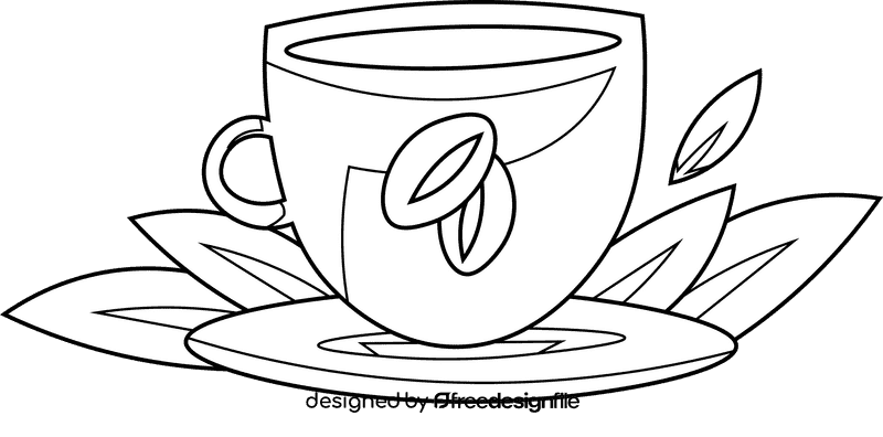 Coffee mug beans black and white clipart