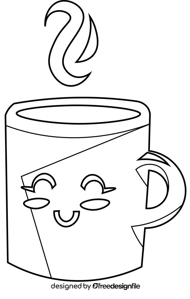 Coffee mug face black and white clipart