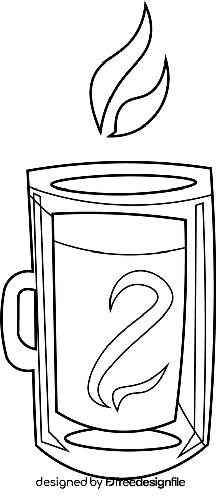 Coffee mug glass black and white clipart