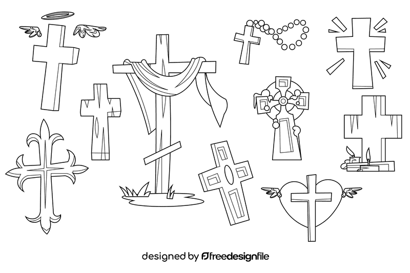 Cross black and white vector