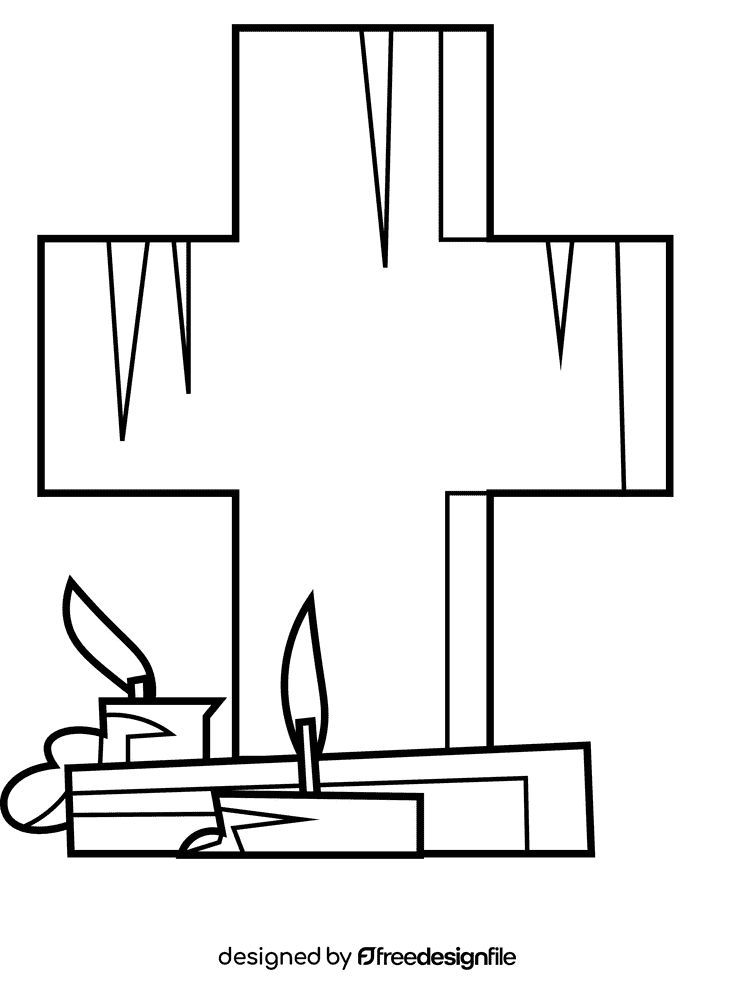 Cross candles black and white clipart