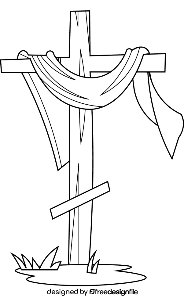 Cross crucifixion black and white clipart