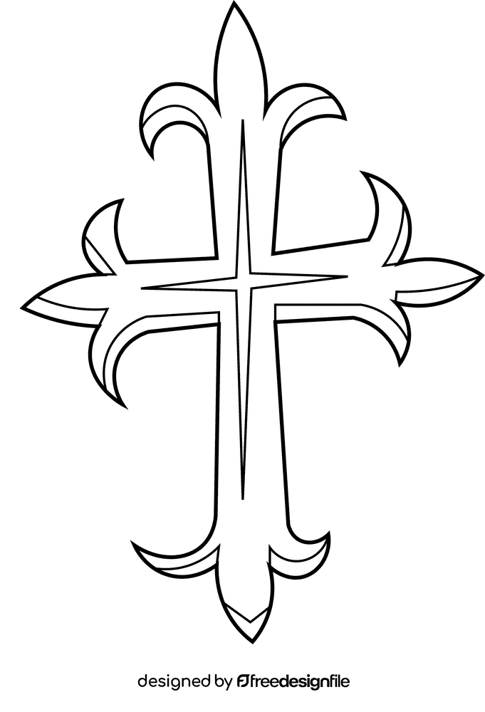 Cross golden black and white clipart
