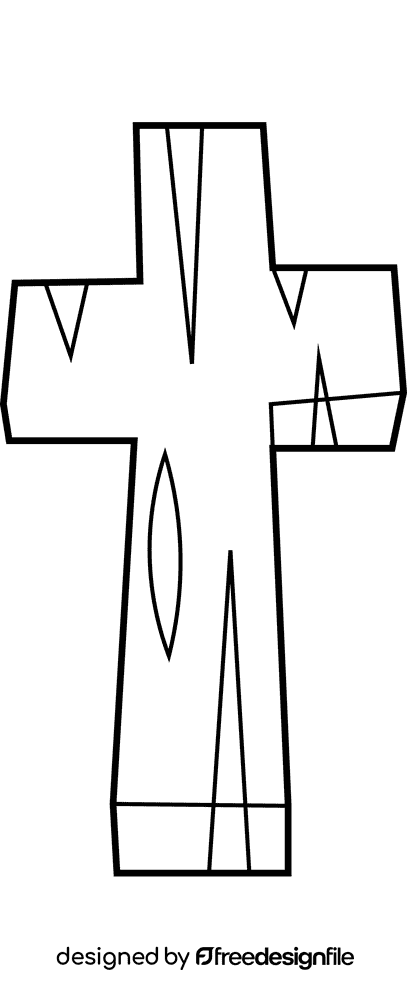 Cross wooden black and white clipart