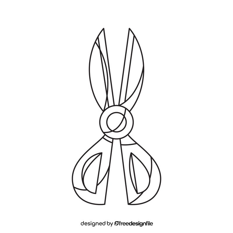 Scissors drawing black and white clipart