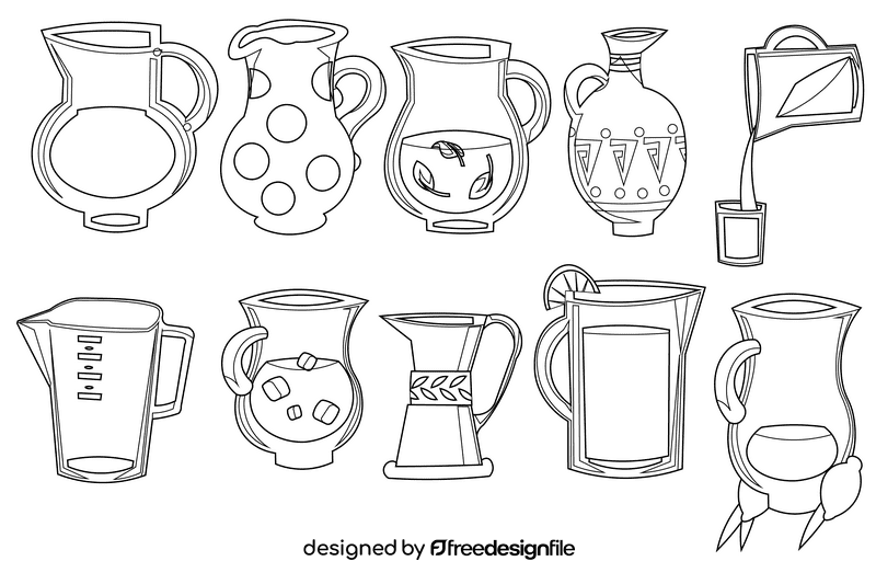 Jug black and white vector
