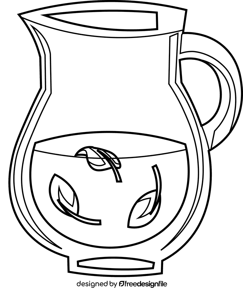 Jug tea black and white clipart