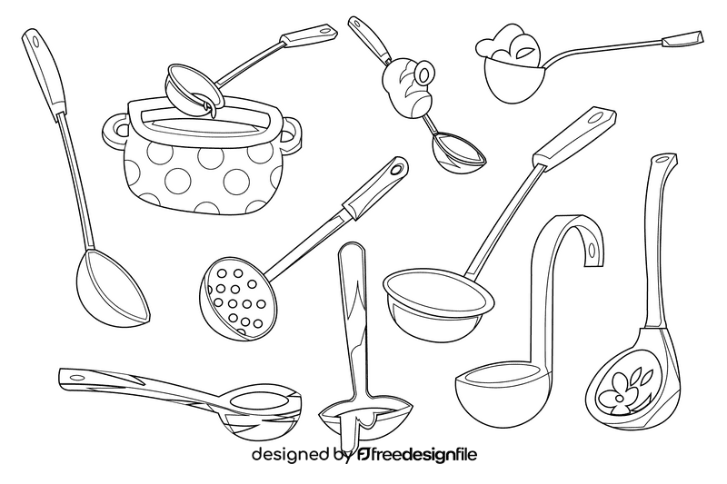 Ladle black and white vector