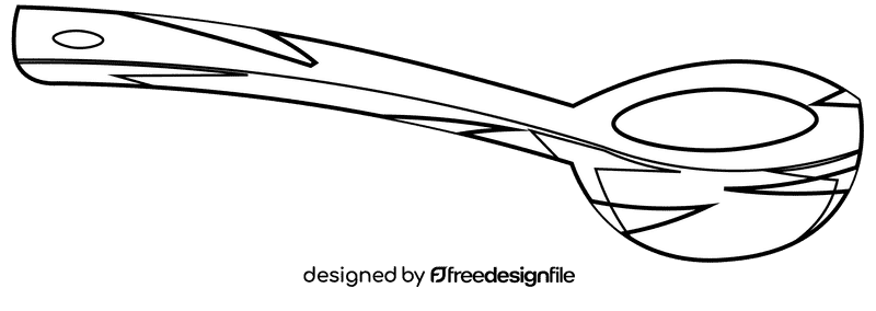 Ladle wood black and white clipart