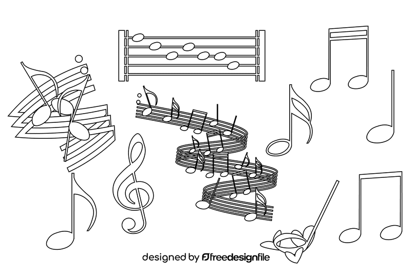Music notes black and white vector