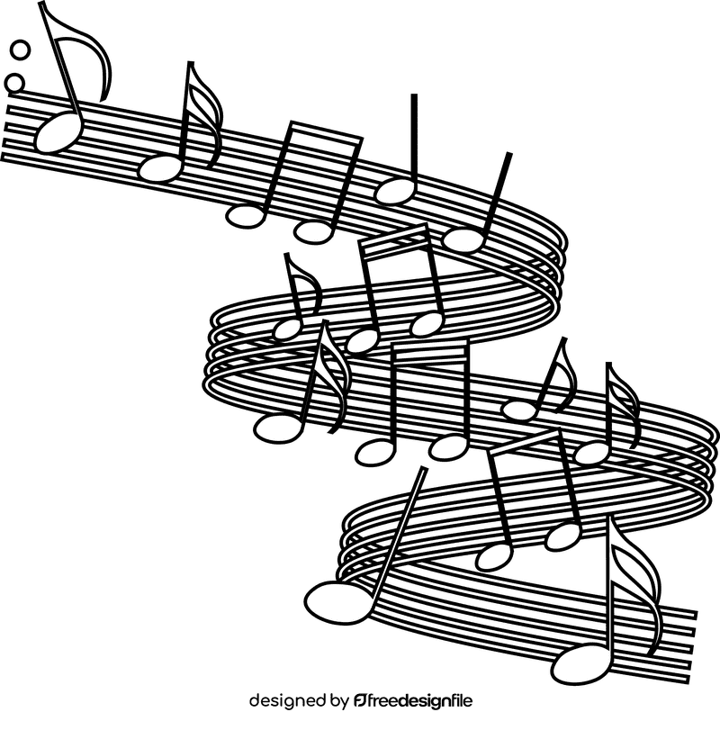 Music notes lines black and white clipart