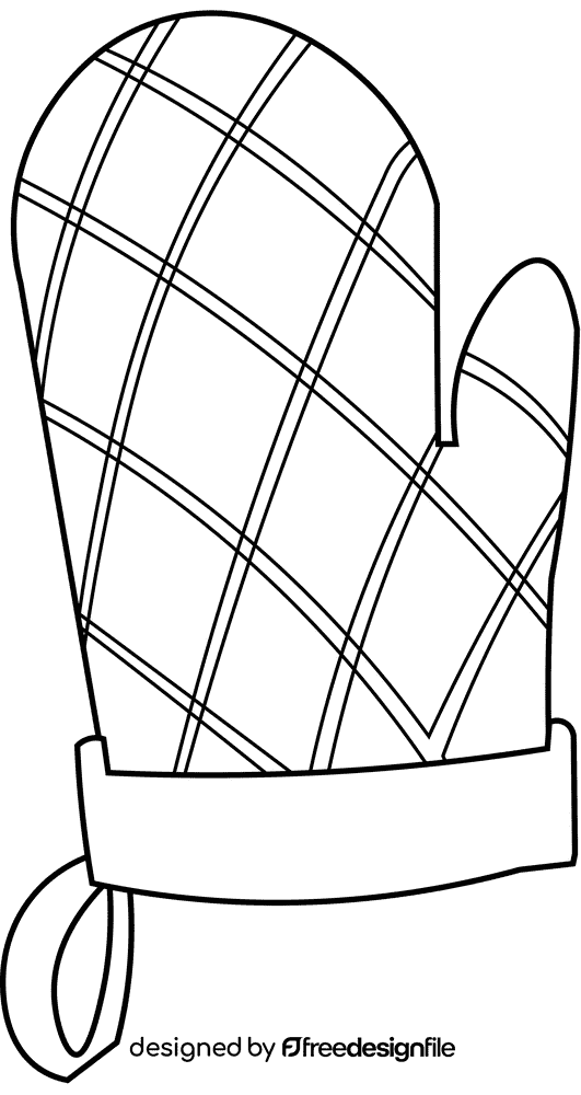 Oven mitts glove black and white clipart