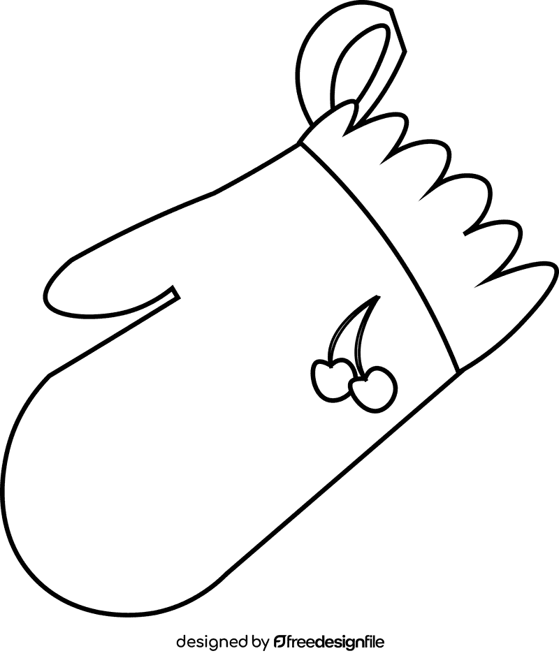 Oven mitts glove black and white clipart