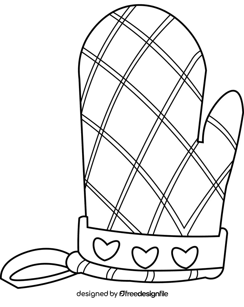 Oven mitts glove black and white clipart