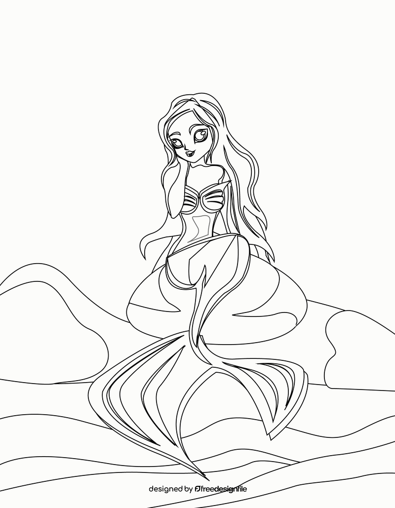Mermaid black and white vector