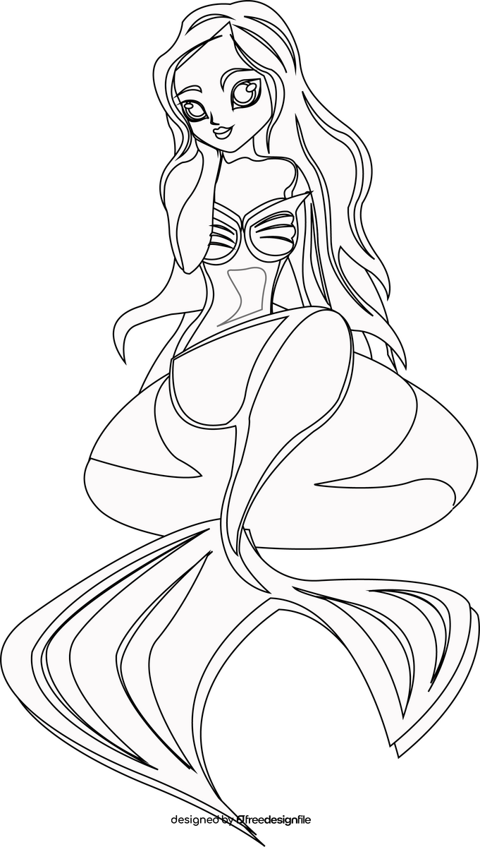 Mermaid black and white clipart