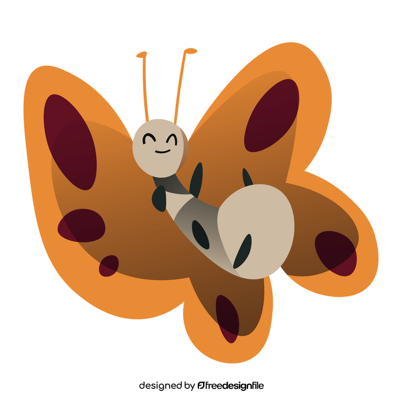 Cute yellow butterfly cartoon clipart