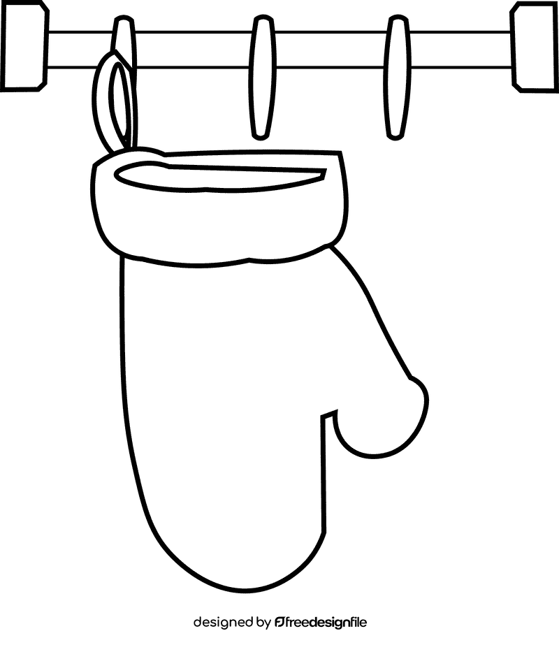 Oven mitts hanging black and white clipart