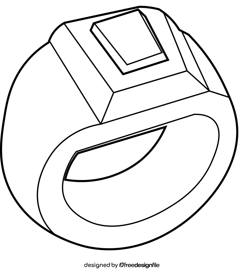 Ring gem black and white clipart