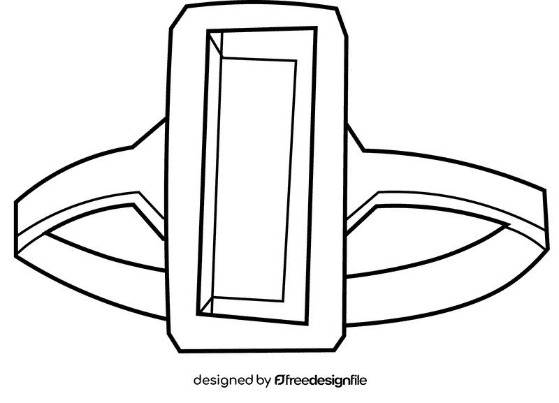 Ring gem black and white clipart