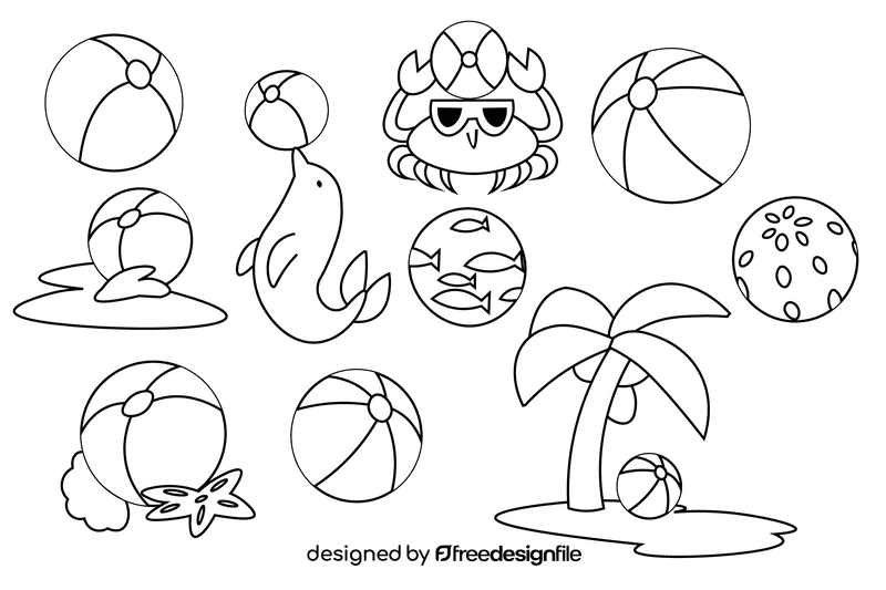 Beach ball black and white vector