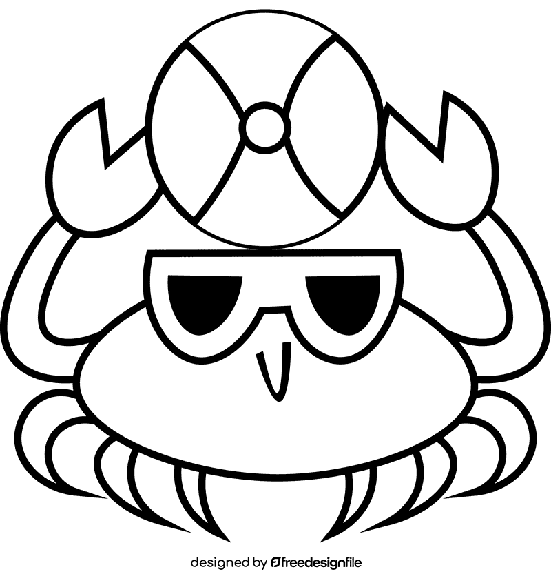 Beach ball crab black and white clipart