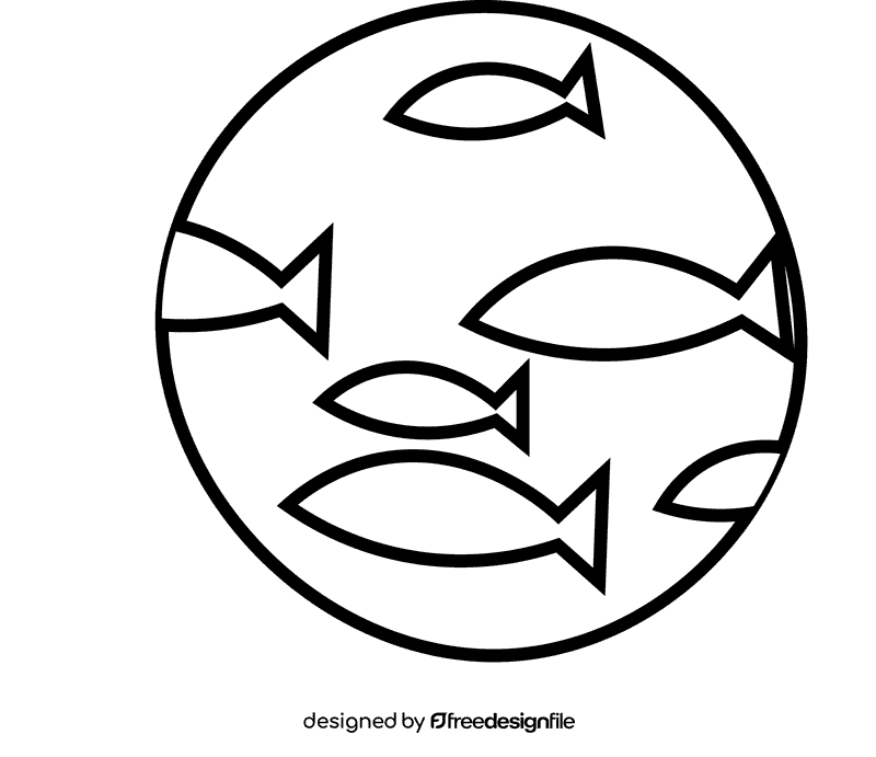 Beach ball fish black and white clipart