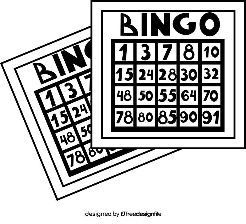 Bingo card black and white clipart