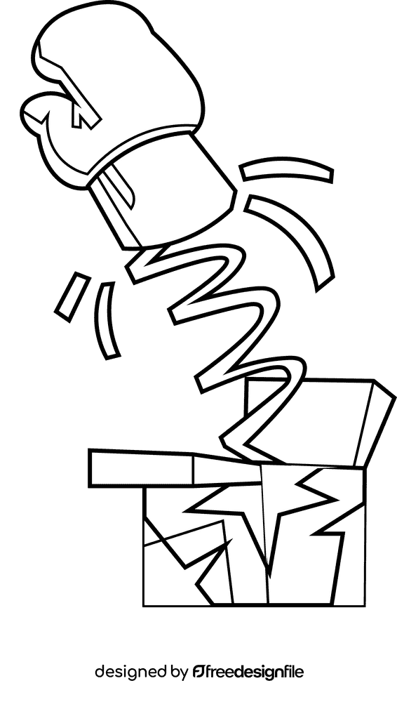 Boxing gloves box black and white clipart