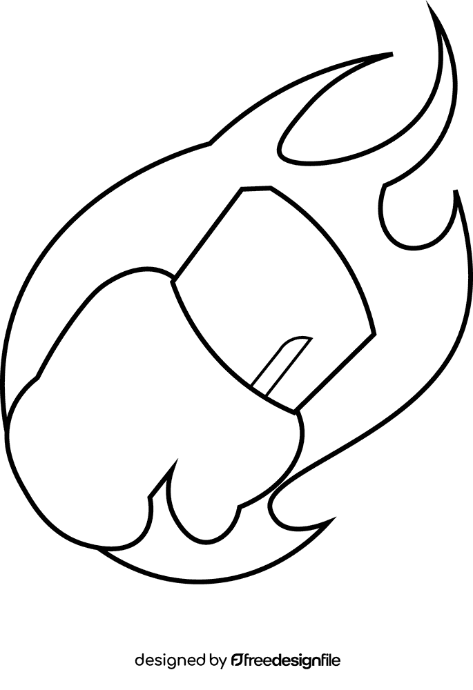 Boxing gloves flame black and white clipart