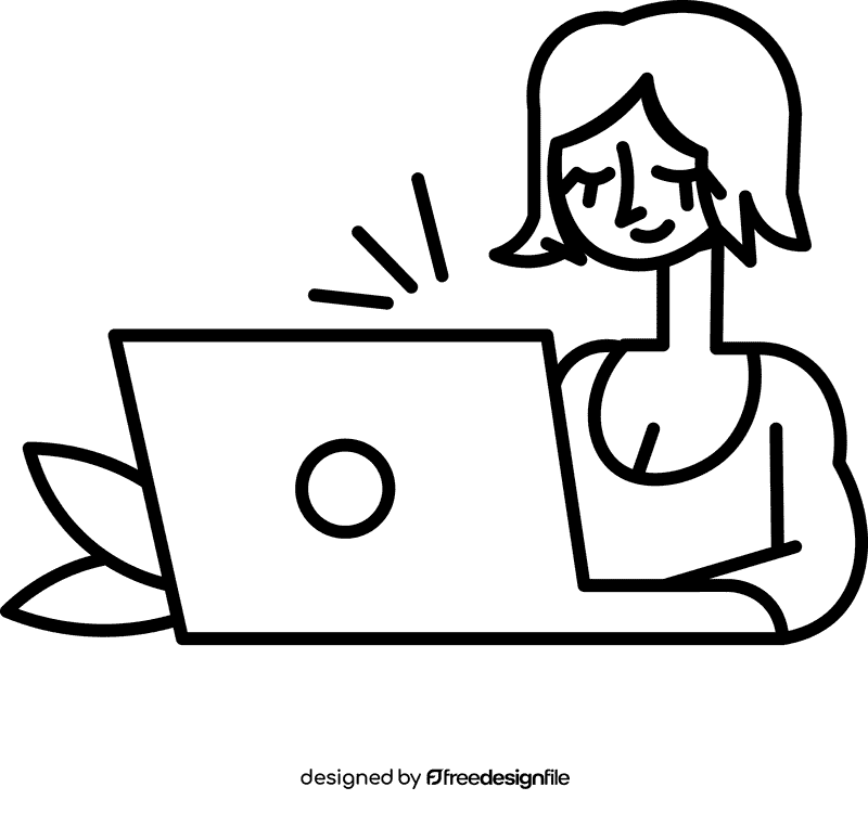 Business laptop black and white clipart