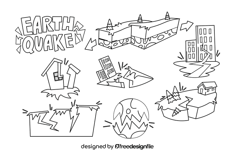 Earthquake black and white vector