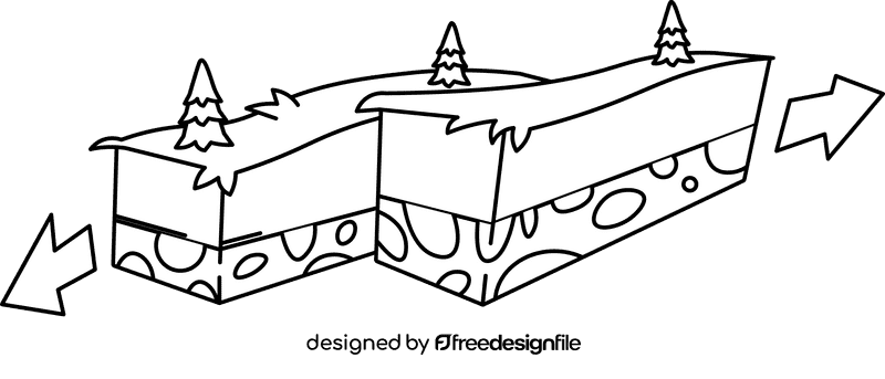 Earthquake arrows black and white clipart