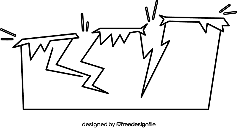 Earthquake two cracks black and white clipart