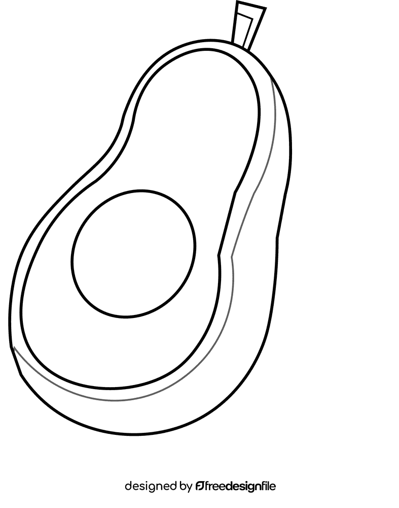 Fruits and vegetables avocado black and white clipart