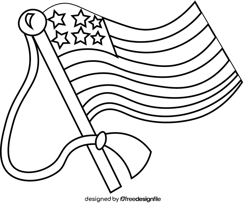 Memorial day flag black and white clipart