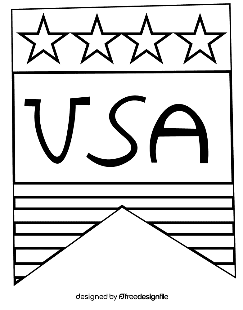 Memorial day flag black and white clipart