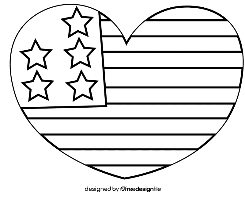 Memorial day heart black and white clipart