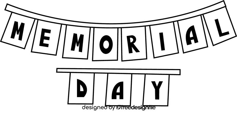 Memorial day sign banner black and white clipart