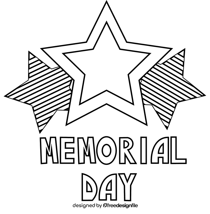Memorial day stars black and white clipart