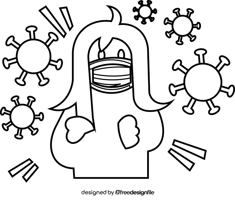 Stress virus black and white clipart