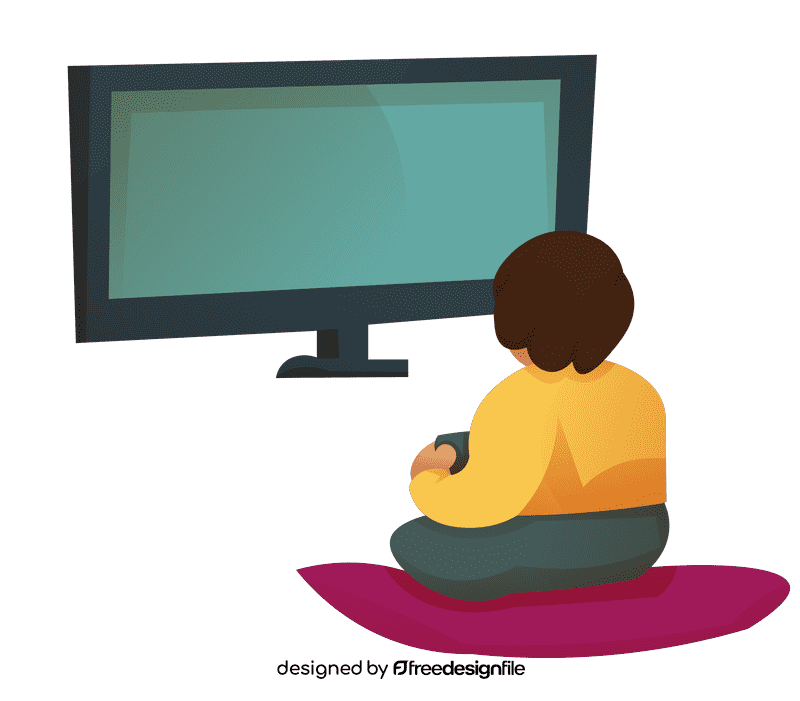Watching tv boy clipart