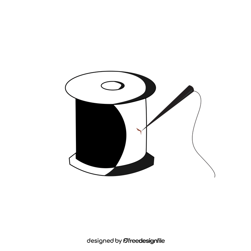 Sewing thread black and white clipart