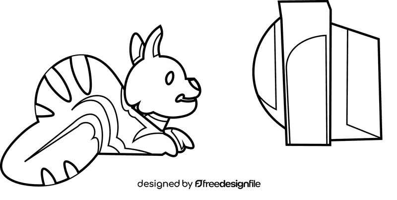 Watching tv cat black and white clipart