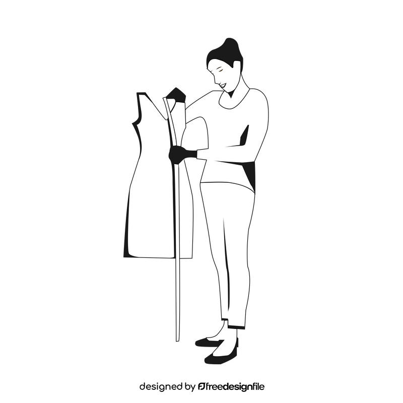 Tailor drawing black and white clipart
