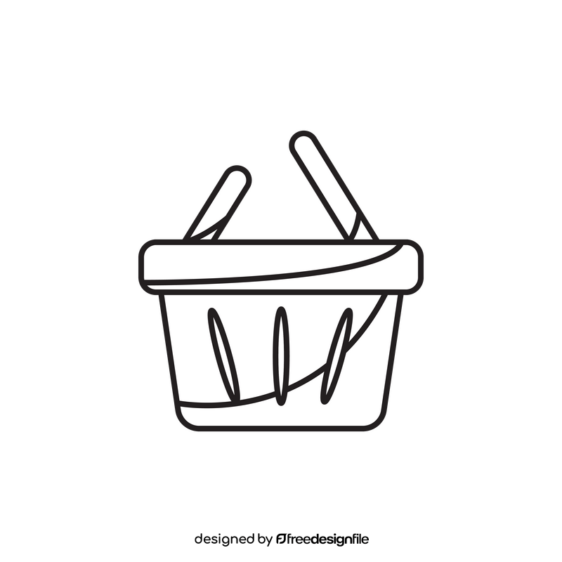 Shopping basket drawing black and white clipart