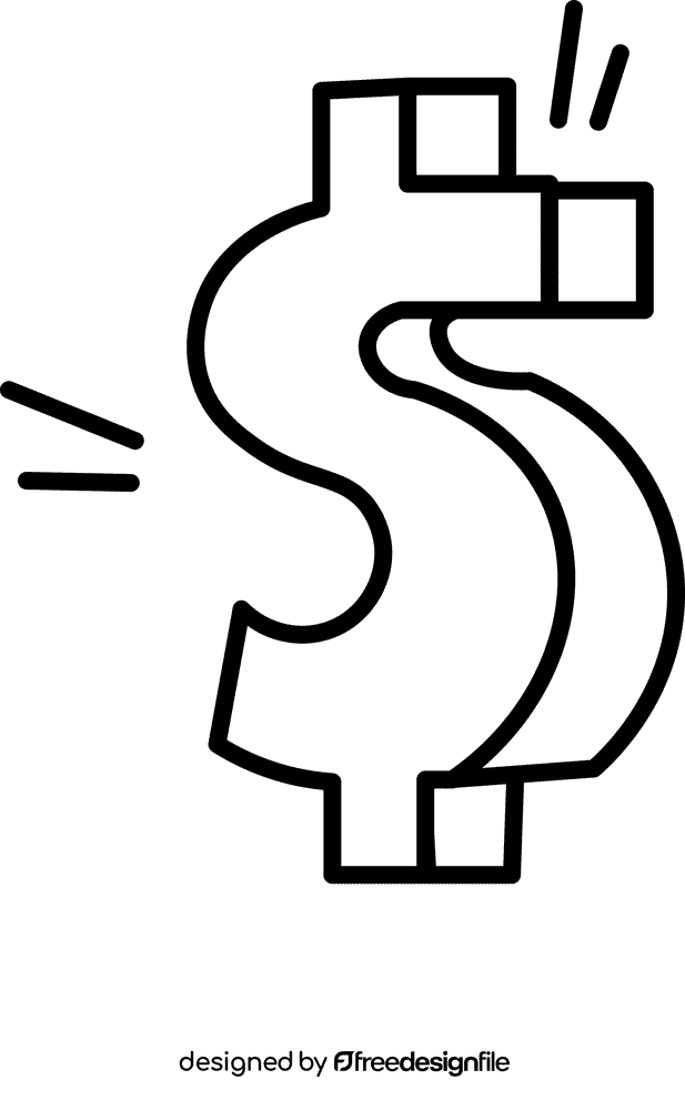 Business symbol, dollar sign black and white clipart