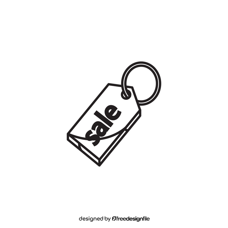 Sale tag drawing black and white clipart