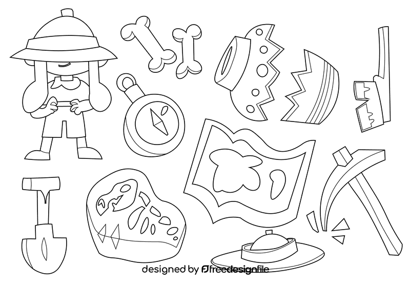 Archeologist black and white vector